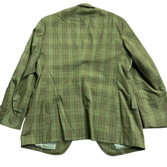 60s VTG Green Plaid 2 Button Sports Coat Blazer Town Craft JC Penney 40R NICE - Picture 7 of 10